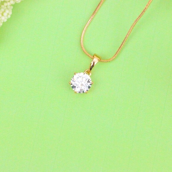 "Sparkling White Solitaire Pendant in Gold – Radiant Charm, XPPT1640 - Picture 11 of 13